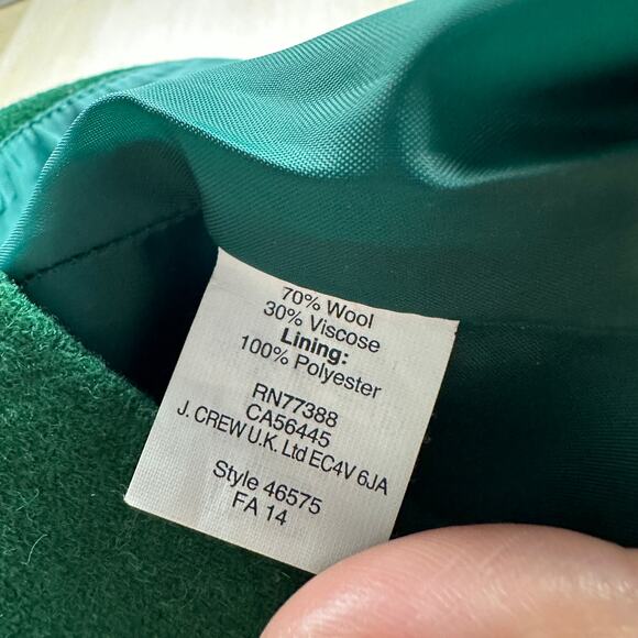 J Crew Solid Green Lined Double Serge Wool The Pencil Classic Career Skirt 4 - Picture 9 of 12